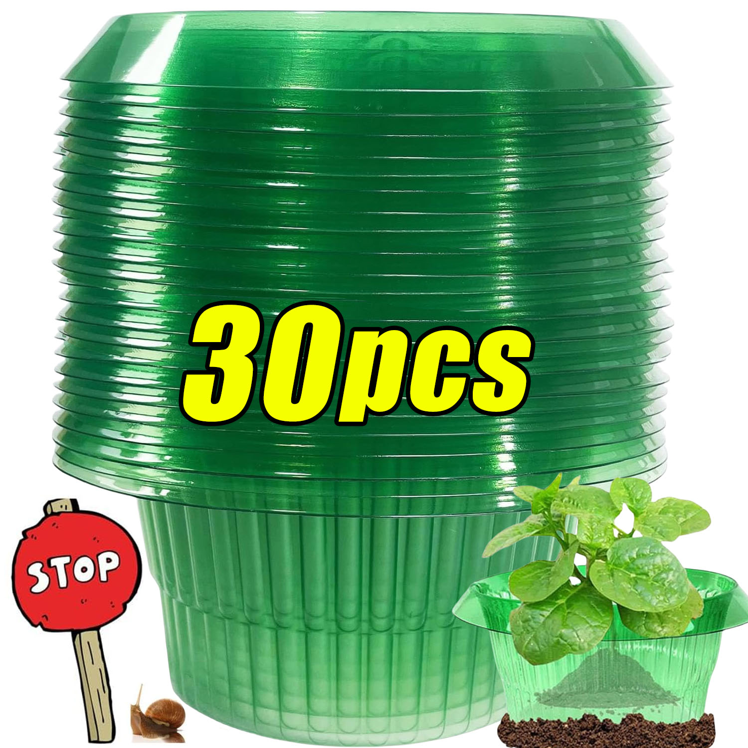 Gardening Tools Green - 1/30 adet Bitkiler Sümüklüböcek Koruma Halkaları